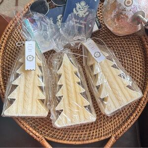 Pier 1 Imports Cable Knit Embossed Cream Christmas Tree Candles 3 Piece New
